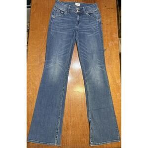 Hudson Y2K signature midrise bootcut jeans size 28 button flap back pockets
